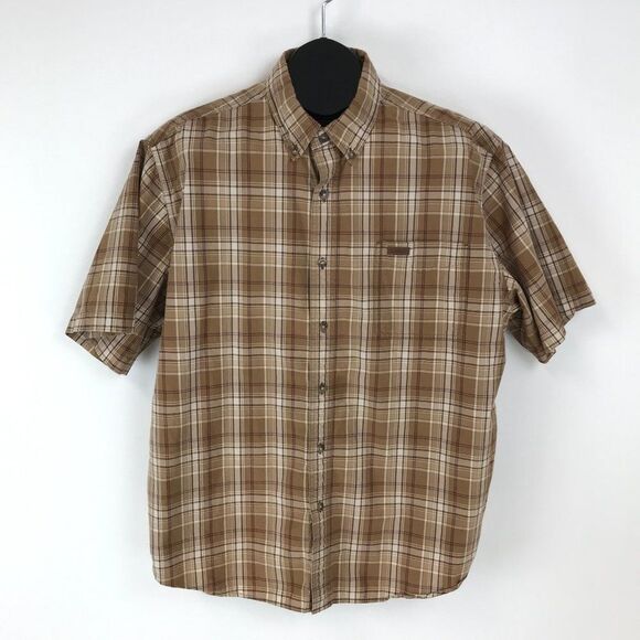 Carhartt Button Down Shirt Men's XL Plaid Short Sleeve 100% Cotton Casual - Picture 1 of 12